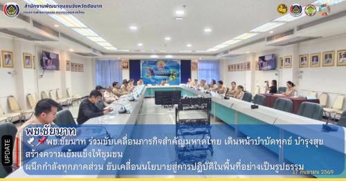 🕊📌พช.ชัยนาท ร่วมขับเคลื่อนภารกิจสำคัญมหาดไทย เดินหน้าบำบัดทุกข์ บำรุงสุข สร้างความเข้มแข็งให้ชุมชน ผนึกกำลังทุกภาคส่วน ขับเคลื่อนนโยบายสู่การปฏิบัติในพื้นที่อย่างเป็นรูปธรรม